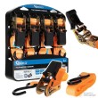 Blister de 4 correas de transporte con tensor , 4,5 m x 25 mm. (naranja), 700 kg