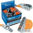 Expositor de 20 correas de elevación y transporte con tensor , 4 m x 25 mm. (naranja), 800 kg