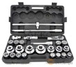 Estuche combinado 3/4" + 1" de vasos bihex. (21-22-23-24-26-27-28-29-30-31-32-34-36-38-41-46-50-55-60-65 mm) + carracas + articulacion + 2 alargaderas + mango corredizo