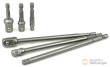 Blister 6 alargaderas para atornillador 1/4" - salidas 1/4" / 3/8" / 1/2" (largo 50 / 150 mm) acero cr-v
