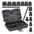 Estuche 13 vasos cortos 1/2" impacto en espiral (8 - 19 mm./ 1/4" - 3/4") + 2 botadores, para extracción tornillos antirrobo