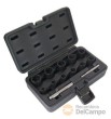 Estuche 11 vasos cortos 1/2" en espiral + 2 botadores, para extracción de tornillos antirrobo universal (10 - 24 mm)