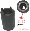 Vaso largo 1/2" de impacto 4 almenas ext. 41 mm. para sustitución de tapa de dirección de camiones daf