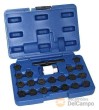 Estuche 20 vasos con punta multiforma para desmontaje de bloqueo de llanta originales audi + vaso 1/2" adaptable y botador