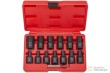 Estuche 13 vasos cortos 1/2" impacto en espiral (8 - 19 mm) + 1 botadores, para extracción tornillos antirrobo