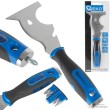Blister de rascador de pintura perfilado con mango bicomponente ergonómico, acero cr.v. 3cr13 de alta calidad (dureza 44-49 hrc) + 4 puntas 1/4" planas y phillips