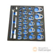 Estuche 32 llaves de boca abierta hex.*crowfoot* 3/8" (8-19 mm.) + 1/2" (21-46 mm.) + 3/4" (46 - 50 mm.) + mango de fuerza giratorio 1/2" + 2 alargaderas (1/2" x 125 mm. + 3/4" x 100 mm.) + 2 adap.
