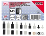 Estuche 300 tornillos espaciadores y tuercas hex. de nylon blanco y negro ( ø m3 x 6 / m3 x 18 mm.)