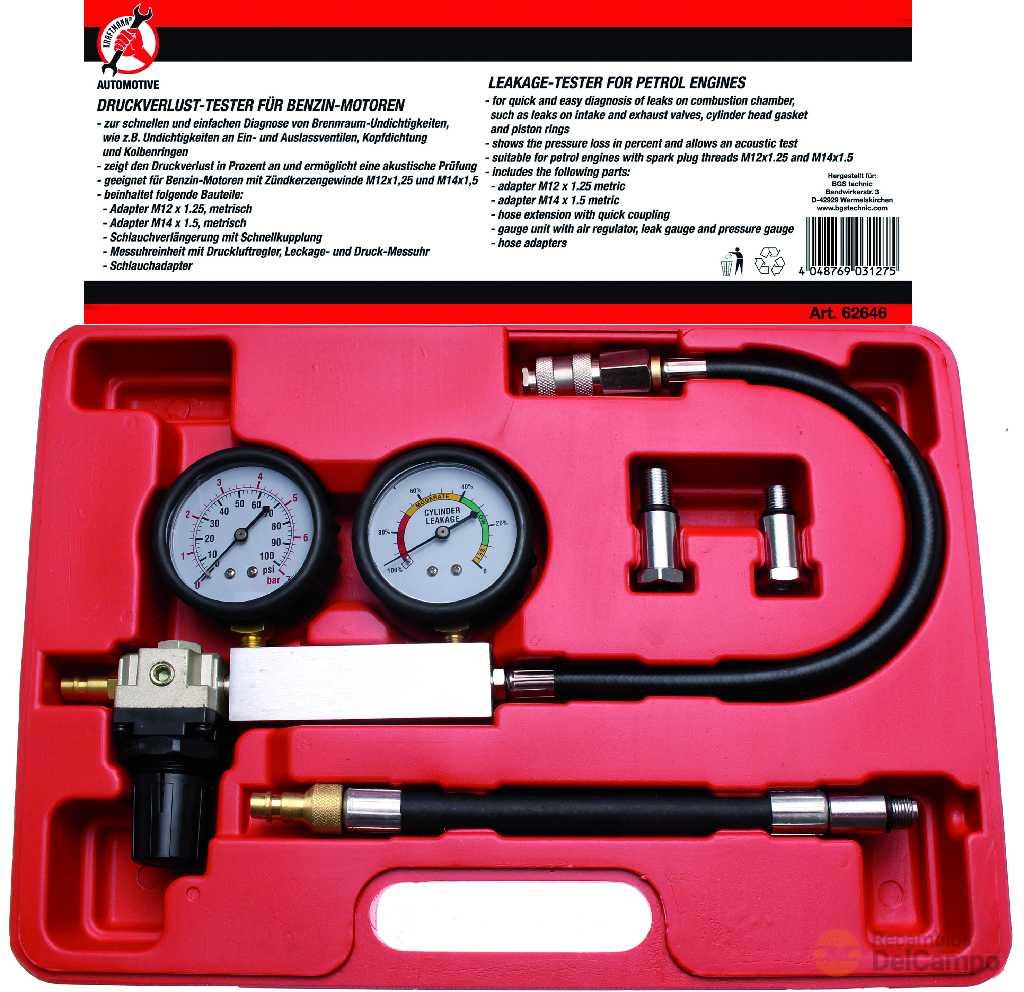 Estuche 4 utiles de comprobación de estanqueidad de cilindros ( gasolina m12-m14 y falso inyector diesel m14 x 60 mm)