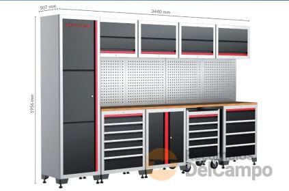 Sistema de almacenamiento de garaje de 15 piezas (3440 x 507 x 1956 mm.)