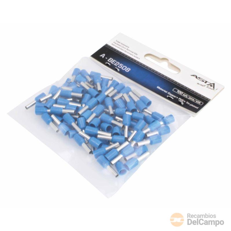 Blister 100 casquillos de conexion aislados awg (2,5 mm2) azul