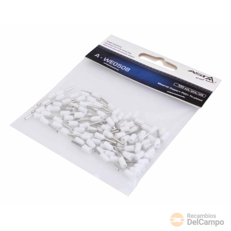 Blister 100 casquillos de conexion aislados awg (0.5 mm2) blanco