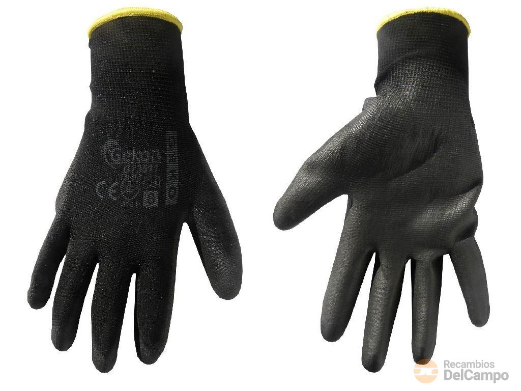 Paquete 12 pares de guantes nylon recubierto de poliuretano, talla 8