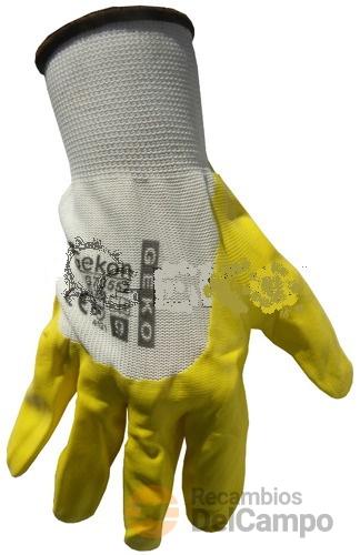 Paquete 12 pares de guantes nylon recubierto de nitrilo ligero amarillo, talla 9