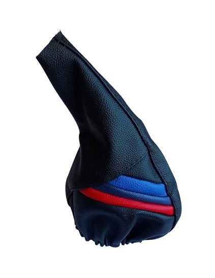 Funda de freno de mano en piel negra con detalle sport
