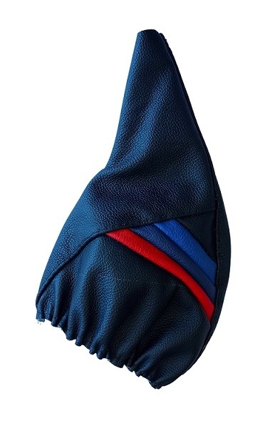 Funda de freno de mano en piel negra con detalle sport