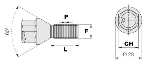 Tornillo negro cónico m12x1,50 l50 c17