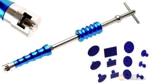 Blister de extractor por golpe deslizante + 12 almohadillas para reparación de pequeñas abolladuras Blister de extractor por golpe deslizante + 12 almohadillas para reparación de pequeñas abolladuras