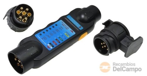 Comprobador de estado de enchufe de remolque de 7- / 13- pin (no incluye pila 9v.) Comprobador de estado de enchufe de remolque de 7- / 13- pin (no incluye pila 9v.)