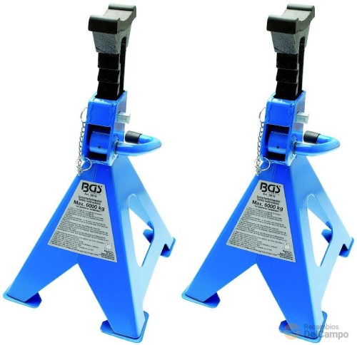 Juego 2 borriquetas / caballetes de tubo para vehiculos de hasta 6.000 kgs , ( elevación 382 - 600 mm.) con proteccion de goma para soportes Juego 2 borriquetas / caballetes de tubo para vehiculos de hasta 6.000 kgs , ( elevación 382 - 600 mm.) con proteccion de goma para soportes