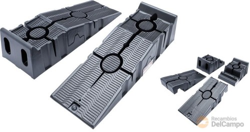 Juego de 2 rampas elevadoras de plástico extraaltas (310 x 900 x 215 mm) máx. 3 tn. Juego de 2 rampas elevadoras de plástico extraaltas (310 x 900 x 215 mm) máx. 3 tn.
