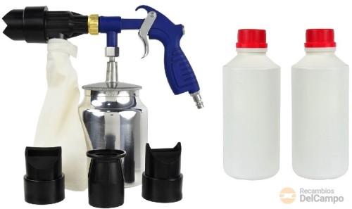 Pistola arenadora neumática con bolsa + 4 boquillas + 2 botellas de 850 gr de arena de corindon #60 Pistola arenadora neumática con bolsa + 4 boquillas + 2 botellas de 850 gr de arena de corindon #60