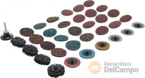 Blister 35 discos abrasivos y platos de lijadora, ø 50 mm. Blister 35 discos abrasivos y platos de lijadora, ø 50 mm.
