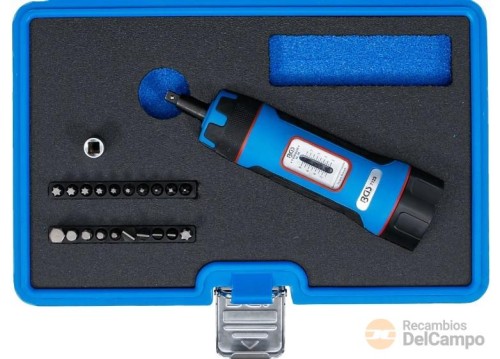 Estuche de destornillador dinamometrico 1/4" (1 - 8 nm) + 20 puntas 1/4" + 1 adaptador de puntas 1/4" Estuche de destornillador dinamometrico 1/4" (1 - 8 nm) + 20 puntas 1/4" + 1 adaptador de puntas 1/4"