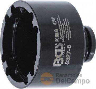 Vaso corto 1/2" con almena interior para tuercas ranuradas de bloqueo de ejes, manguetas de fijación o desmontaje de vehiculos industriales, km8 Vaso corto 1/2" con almena interior para tuercas ranuradas de bloqueo de ejes, manguetas de fijación o desmontaje de vehiculos industriales, km8