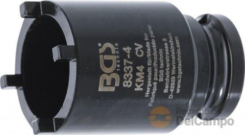 Vaso corto 1/2" con almena externa para tuercas ranuradas de bloqueo de ejes, manguetas de fijación o desmontaje de vehiculos industriales, km4 Vaso corto 1/2" con almena externa para tuercas ranuradas de bloqueo de ejes, manguetas de fijación o desmontaje de vehiculos industriales, km4