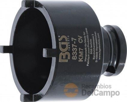 Vaso corto 1/2" con almena externa para tuercas ranuradas de bloqueo de ejes, manguetas de fijación o desmontaje de vehiculos industriales, km7 Vaso corto 1/2" con almena externa para tuercas ranuradas de bloqueo de ejes, manguetas de fijación o desmontaje de vehiculos industriales, km7