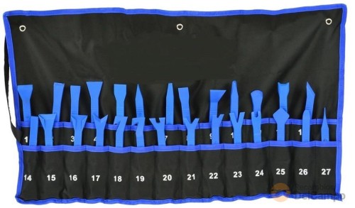 Bolsa de 27 cuñas, sacagrapas y rascadoores de plástico para molduras y paneles Bolsa de 27 cuñas, sacagrapas y rascadoores de plástico para molduras y paneles
