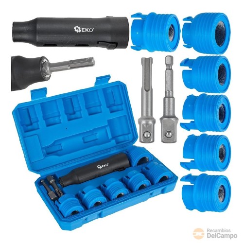 Estuche de 6 cepillos de limpieza de pernos /tornillos (12 - 22 mm. / 7/16" - 7/8") + 1 porta cepillos de 1/2" + 2 adaptador 1/2" para taladro Estuche de 6 cepillos de limpieza de pernos /tornillos (12 - 22 mm. / 7/16" - 7/8") + 1 porta cepillos de 1/2" + 2 adaptador 1/2" para taladro