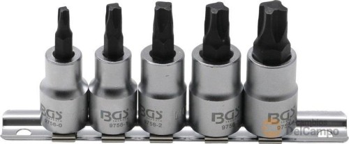 Regleta de 5 vasos cortos 3/8" con punta perfil 4 lados (mts-mortorq) din 3120 / iso 1174 (#0- #1- #2 -#3 - #4) Regleta de 5 vasos cortos 3/8" con punta perfil 4 lados (mts-mortorq) din 3120 / iso 1174 (#0- #1- #2 -#3 - #4)