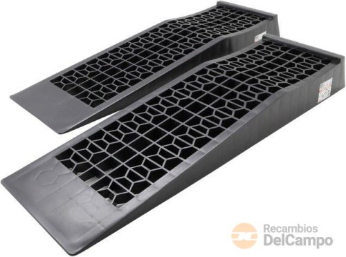 Juego de 2 rampas de plástico extraplanas, 700 x 200 x 80 mm. - carga máxima 2.500 kgs - ancho máx. neumático 195 mm. Juego de 2 rampas de plástico extraplanas, 700 x 200 x 80 mm. - carga máxima 2.500 kgs - ancho máx. neumático 195 mm.