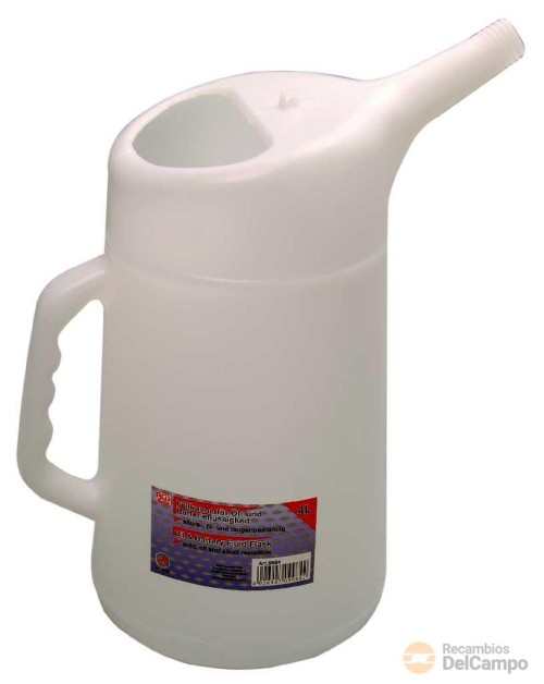 Jarra de plástico graduada para liquidos 4 l. (apta para aceite y acidos) Jarra de plástico graduada para liquidos 4 l. (apta para aceite y acidos)