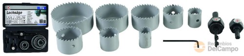 Estuche 8 sierras circulares (ø 19 - 64 x 24 mm.) + 2 centradores + llave allen de montaje Estuche 8 sierras circulares (ø 19 - 64 x 24 mm.) + 2 centradores + llave allen de montaje