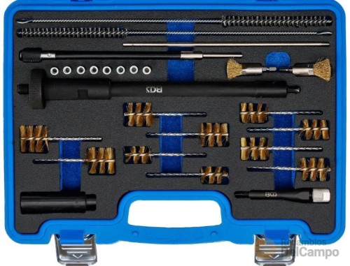Estuche de 27 utiles para limpieza del asiento y boca del inyector y de bujias Estuche de 27 utiles para limpieza del asiento y boca del inyector y de bujias