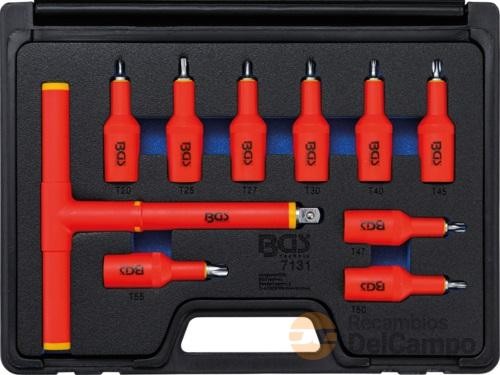Bandeja 2/3 de polifoam con maneral en *t* 1/2" aislado vde 1.000 v. + 9 vasos cortos 1/2" aisladosvde 1.000 v. con punta torx (t20 - t25 - t27 - t30 - t40 - t45 - t47 - t50 - t55 x 95 mm.) Bandeja 2/3 de polifoam con maneral en *t* 1/2" aislado vde 1.000 v. + 9 vasos cortos 1/2" aisladosvde 1.000 v. con punta torx (t20 - t25 - t27 - t30 - t40 - t45 - t47 - t50 - t55 x 95 mm.)