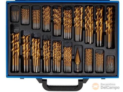 Estuche 231 brocas variadas acero hss-titanio, din338, ( ø 1.0 - 10 mm) + broca escalonada ø 4 - 22 mm Estuche 231 brocas variadas acero hss-titanio, din338, ( ø 1.0 - 10 mm) + broca escalonada ø 4 - 22 mm