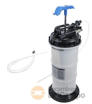 Bomba neumática / manual de vacio para extracción de aceites y liquidos, 6 l + 4 tubos y mangueras de aspiración. Bomba neumática / manual de vacio para extracción de aceites y liquidos, 6 l + 4 tubos y mangueras de aspiración.