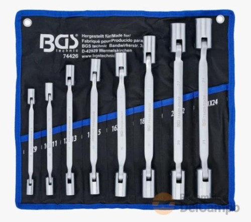 Bolsa 8 llaves articuladas doble vaso bihex. (8 x 9 - 21 x 24 mm) Bolsa 8 llaves articuladas doble vaso bihex. (8 x 9 - 21 x 24 mm)