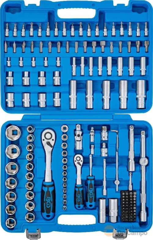 Estuche 150 pcs. vasos cortos y largos 1/4" - 3/8" - 1/2" hex. "superlock", 72 d.