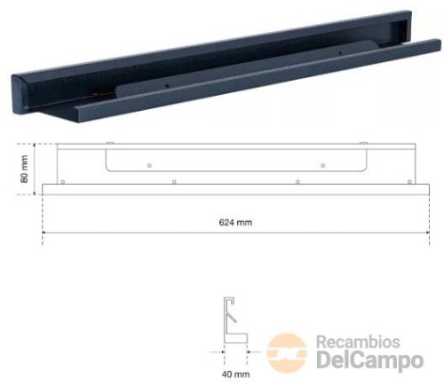 Regleta de proteccion para iluminación led para armarios colgantes y paneles perforados 80 x 624 x 40 mm, para sistema modular de pared Regleta de proteccion para iluminación led para armarios colgantes y paneles perforados 80 x 624 x 40 mm, para sistema modular de pared