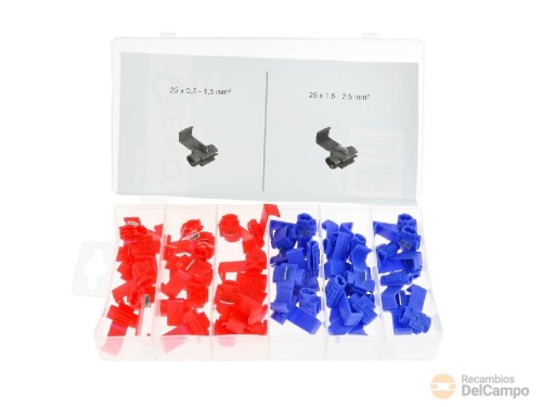 Estuche 50 pinzas sujeccion de material altamente conductivo (25 x 0,5-1,5 mm2 + 25 x 0,5-2,5 mm2) Estuche 50 pinzas sujeccion de material altamente conductivo (25 x 0,5-1,5 mm2 + 25 x 0,5-2,5 mm2)