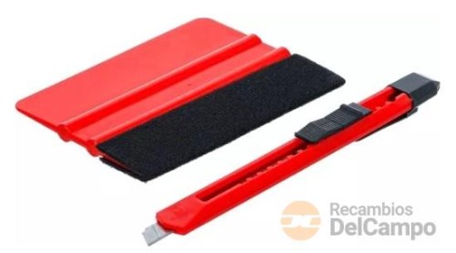 Blister de cutter + rasqueta de plástico con borde de fieltro para laminado/tintado de lunas Blister de cutter + rasqueta de plástico con borde de fieltro para laminado/tintado de lunas