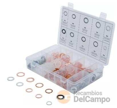 Estuche 250 arandelas de cobre-aluminio-nylon (ø 12 x 15 x 1.5 - 18 x 24 x 2.0 mm.) para tapon de carter motor, conductos de aceite a presion, etc Estuche 250 arandelas de cobre-aluminio-nylon (ø 12 x 15 x 1.5 - 18 x 24 x 2.0 mm.) para tapon de carter motor, conductos de aceite a presion, etc