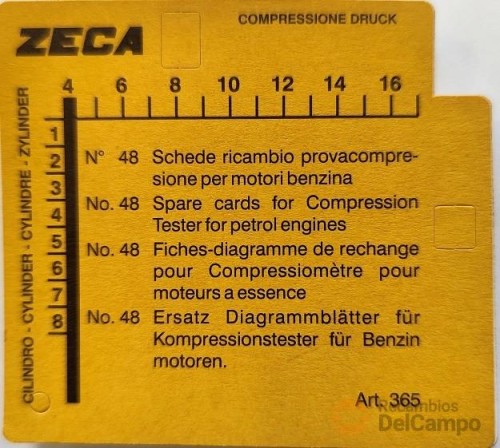 Paquete 50 tarjetas de repuesto 8-40 bar de compresimetro gasolina - zeca Paquete 50 tarjetas de repuesto 8-40 bar de compresimetro gasolina - zeca