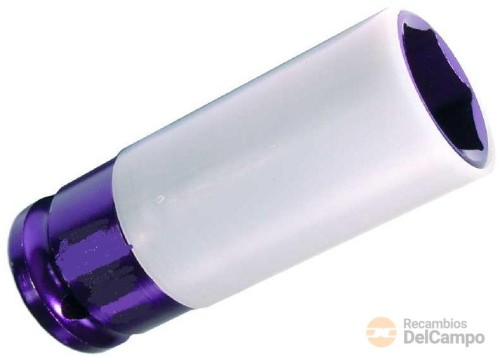 Vaso largo 1/2" de impacto de aluminio con protector, 13/16" x 85 mm. para llantas de rueda de aluminio Vaso largo 1/2" de impacto de aluminio con protector, 13/16" x 85 mm. para llantas de rueda de aluminio