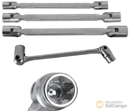 Estuche 4 llaves articuladas de doble vaso torx tipo e ( e6 x e8 - e10 x e12 - e14 x e18 - e20 x e24) Estuche 4 llaves articuladas de doble vaso torx tipo e ( e6 x e8 - e10 x e12 - e14 x e18 - e20 x e24)